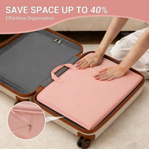 POK2523 - Kono 6-in-1 Hanging Travel Organiser Bag, Portable Foldable Packing Cubes Set with Trolley Sleeve - Pink