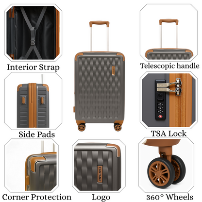 Fantana Premium Expandable Luggage - Hard Shell Polycarbonate, 360° Spinners, TSA Lock - Dark Grey
