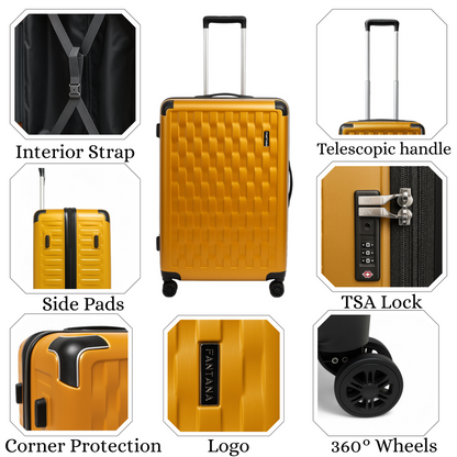 Fantana Premium Expandable Luggage - Hard Shell Polycarbonate, 360° Spinners, TSA Lock - Golden