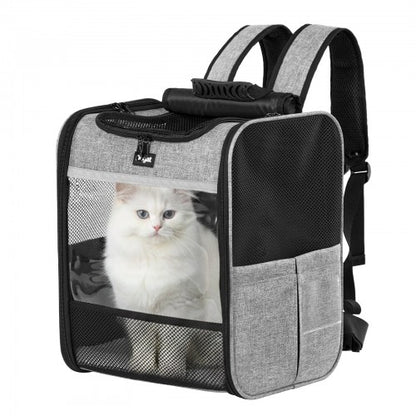 PTD2640 - Dogat Foldable And Durable Pet Backpack Carrier Travel Bag for Cats and Small Dogs - Grey