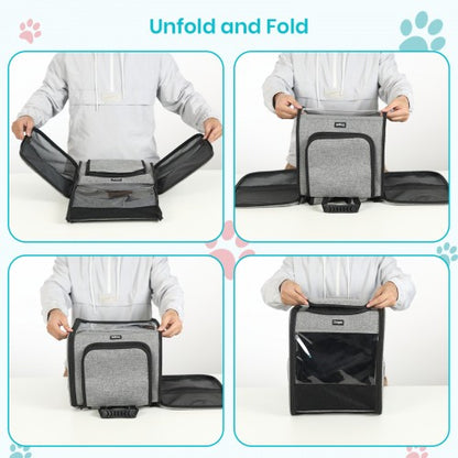 PTD2640 - Dogat Foldable And Durable Pet Backpack Carrier Travel Bag for Cats and Small Dogs - Grey