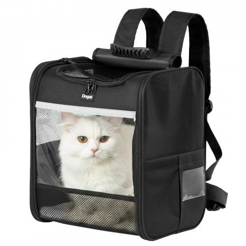 PTD2640 - Dogat Foldable And Durable Pet Backpack Carrier Travel Bag for Cats and Small Dogs - Black