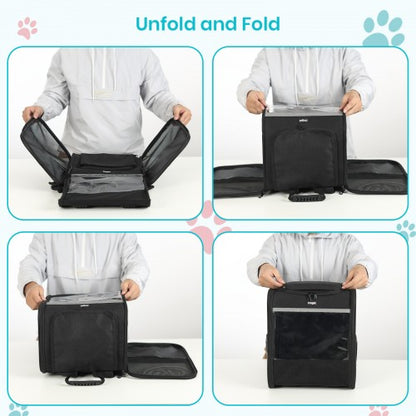 PTD2640 - Dogat Foldable And Durable Pet Backpack Carrier Travel Bag for Cats and Small Dogs - Black
