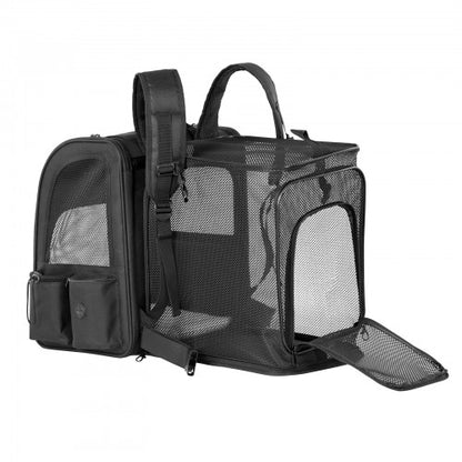 PTD2641 - Dogat Expandable And Foldable Pet Backpack Carrier with Ventilated Mesh Windows Comfortable & Secure Design - Black