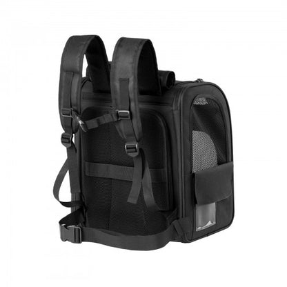 PTD2641 - Dogat Expandable And Foldable Pet Backpack Carrier with Ventilated Mesh Windows Comfortable & Secure Design - Black