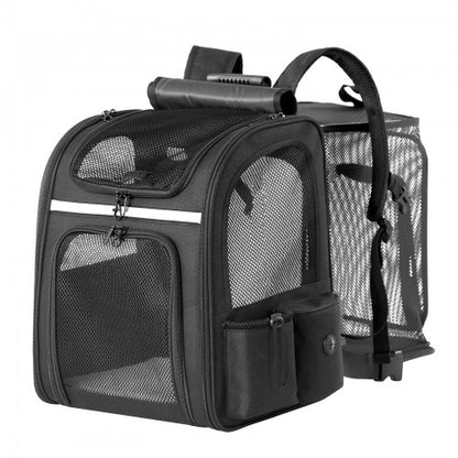 PTD2641 - Dogat Expandable And Foldable Pet Backpack Carrier with Ventilated Mesh Windows Comfortable & Secure Design - Black