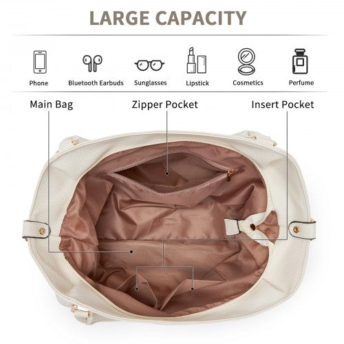 S1716 - Miss Lulu Soft Leather Elegant Simple Shoulder Bag - Beige