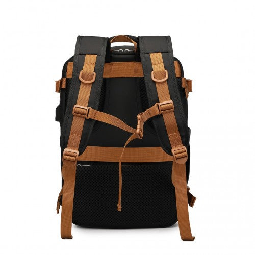 S2362 - Water-Resistant Functional Backpack With Shoe Compartment And USB Charging Port - Black