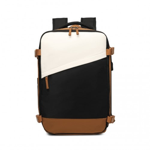 S2362 - Water-Resistant Functional Backpack With Shoe Compartment And USB Charging Port - Black