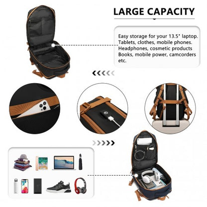 S2362 - Water-Resistant Functional Backpack With Shoe Compartment And USB Charging Port - Black