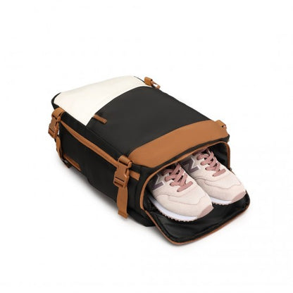 S2362 - Water-Resistant Functional Backpack With Shoe Compartment And USB Charging Port - Black