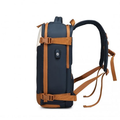 S2362 - Water-Resistant Functional Backpack With Shoe Compartment And USB Charging Port - Navy