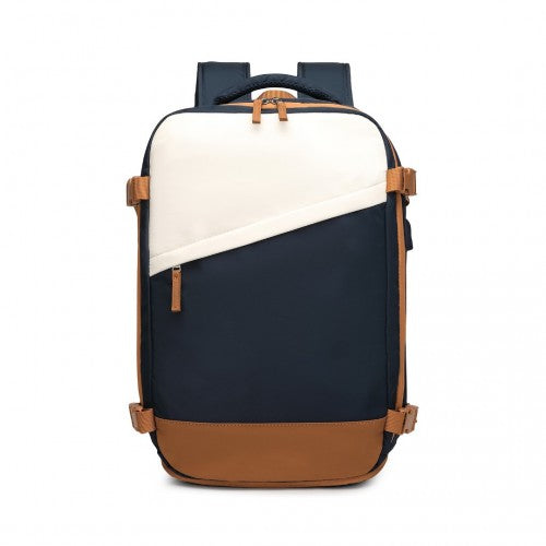 S2362 - Water-Resistant Functional Backpack With Shoe Compartment And USB Charging Port - Navy