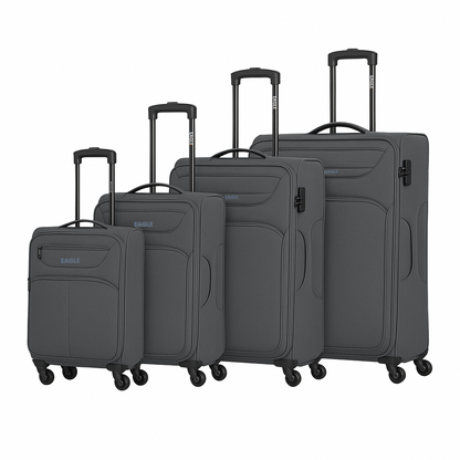 Eagle Super Lightweight 4 Wheels Spinner Soft Shell Expandable Luggage Grey