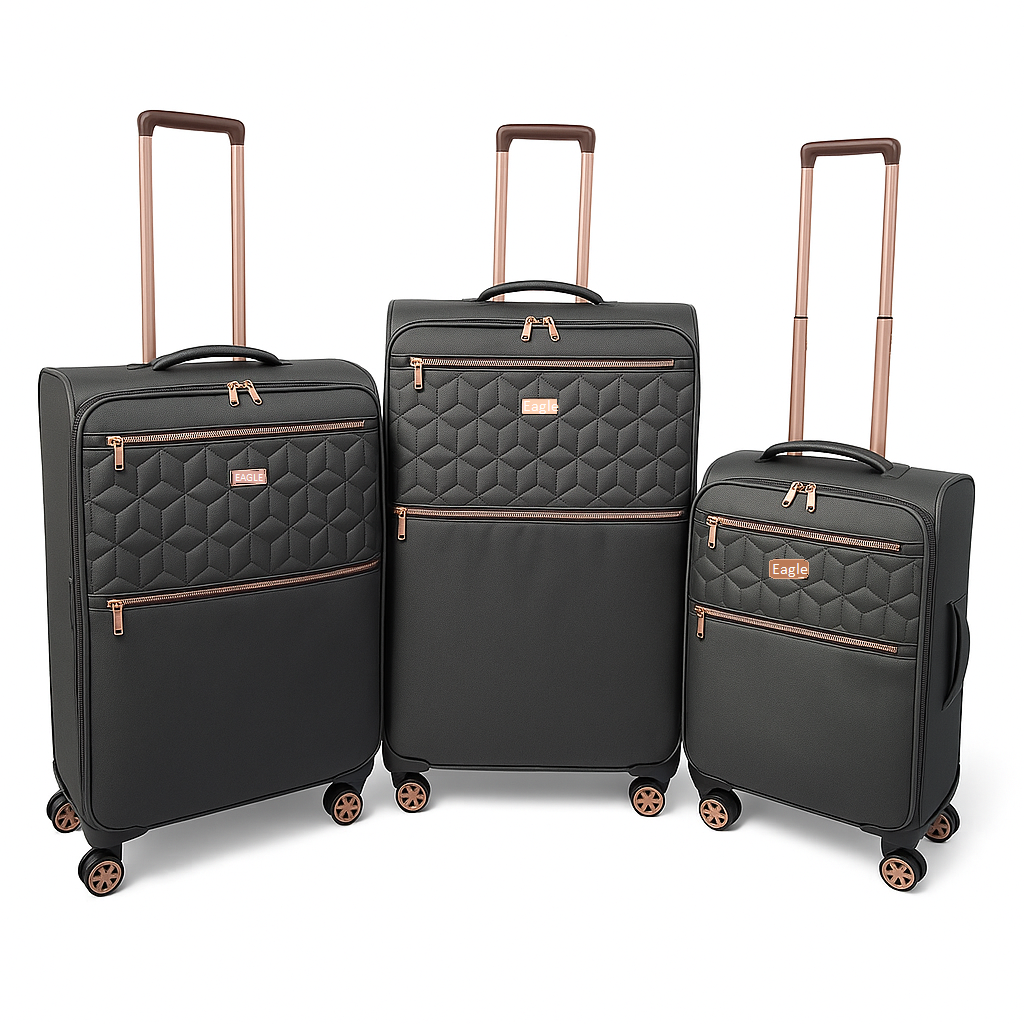 EAGLE Skyper Expandable Softshell Luggage – Super Light, 8-Wheel Spinner - Grey