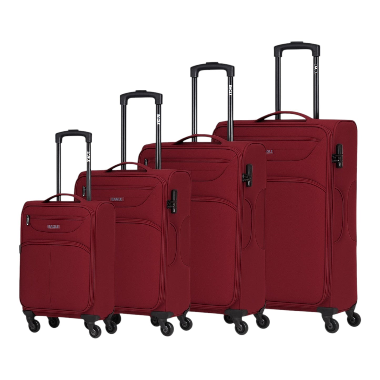 Eagle Super Lightweight 4 Wheels Spinner Soft Shell Expandable Luggage Burgundy
