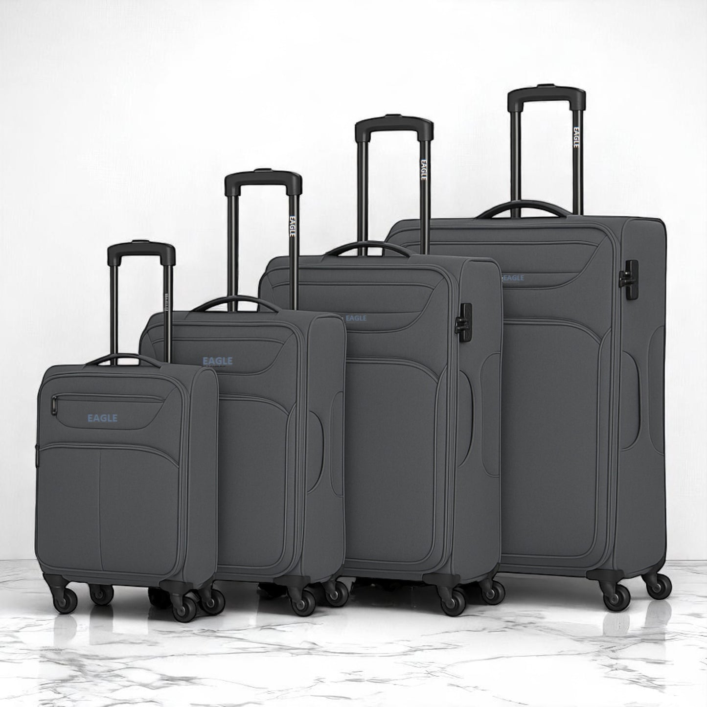Eagle Super Lightweight 4 Wheels Spinner Soft Shell Expandable Luggage Grey