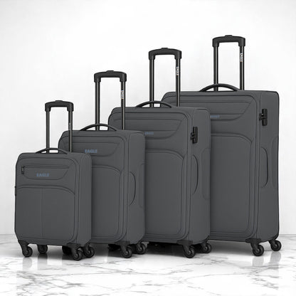 Eagle Super Lightweight 4 Wheels Spinner Soft Shell Expandable Luggage Grey