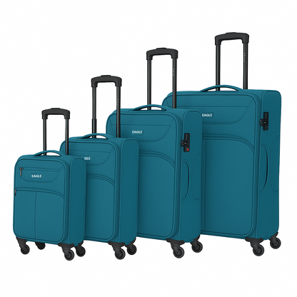 Eagle Super Lightweight 4 Wheels Spinner Soft Shell Expandable Luggage Teal