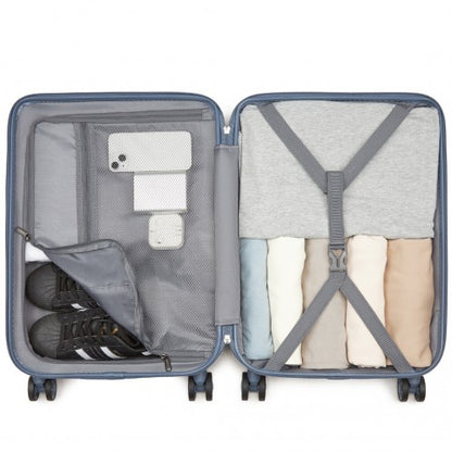 KSS2495 - Supercase 20 Inch Sleek Geometric Pattern Hard Shell ABS+PC Cabin Carry-On Suitcase with TSA Lock - Denim Blue