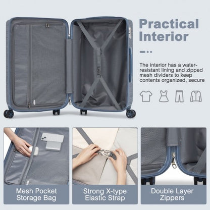 KSS2495 - Supercase 20 Inch Sleek Geometric Pattern Hard Shell ABS+PC Cabin Carry-On Suitcase with TSA Lock - Denim Blue