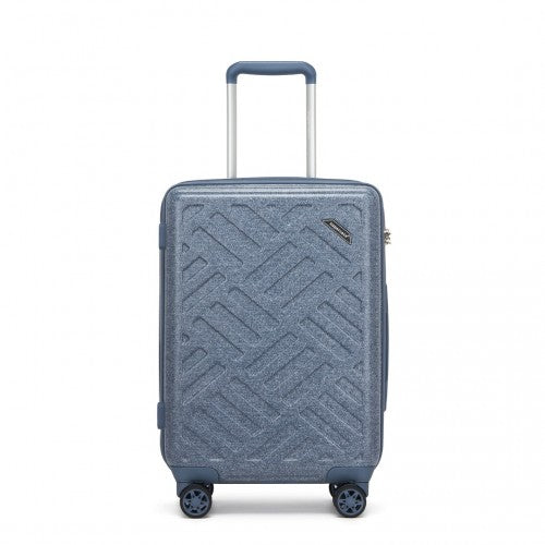 KSS2495 - Supercase 20 Inch Sleek Geometric Pattern Hard Shell ABS+PC Cabin Carry-On Suitcase with TSA Lock - Denim Blue