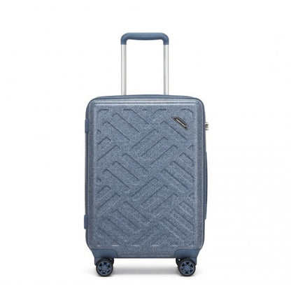 KSS2495 - Supercase 20 Inch Sleek Geometric Pattern Hard Shell ABS+PC Cabin Carry-On Suitcase with TSA Lock - Denim Blue