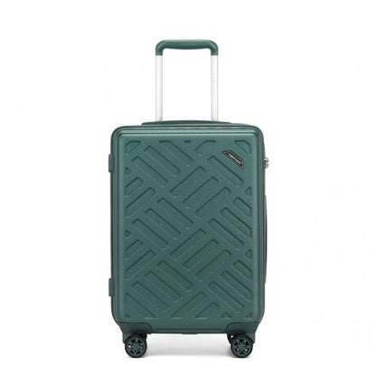 KSS2495 - Supercase 20 Inch Sleek Geometric Pattern Hard Shell ABS+PC Cabin Carry-On Suitcase with TSA Lock - Military Green