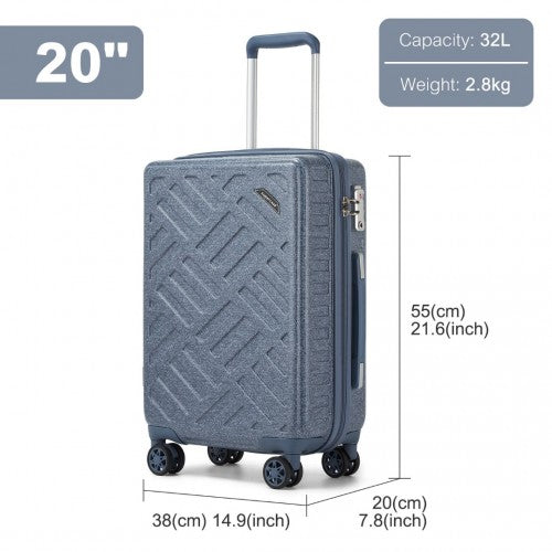 KSS2495 - Supercase 20 Inch Sleek Geometric Pattern Hard Shell ABS+PC Cabin Carry-On Suitcase with TSA Lock - Denim Blue