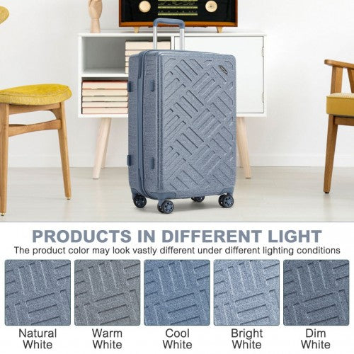 KSS2495 - Supercase 20 Inch Sleek Geometric Pattern Hard Shell ABS+PC Cabin Carry-On Suitcase with TSA Lock - Denim Blue