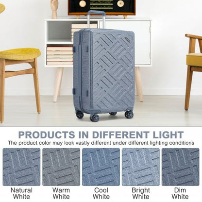 KSS2495 - Supercase 20 Inch Sleek Geometric Pattern Hard Shell ABS+PC Cabin Carry-On Suitcase with TSA Lock - Denim Blue