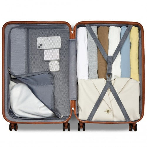 Supercase KSS2495 24-inch cream and brown suitcase – detail view 24