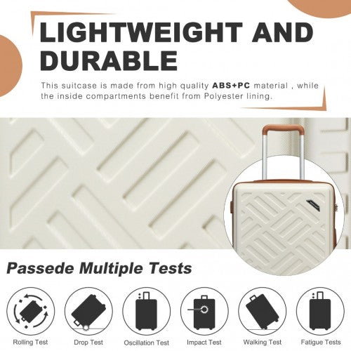 Supercase KSS2495 24-inch cream and brown suitcase – detail view 24
