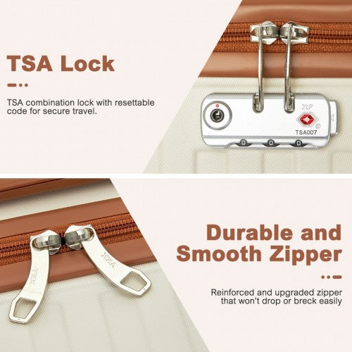 Supercase KSS2495 24-inch cream and brown suitcase – detail view 24
