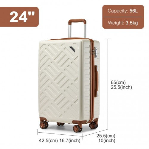 Supercase KSS2495 24-inch cream and brown suitcase – detail view 24