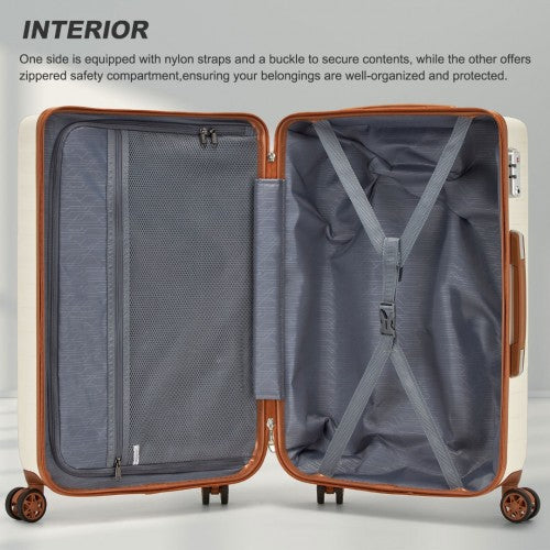 Supercase KSS2495 24-inch cream and brown suitcase – detail view 24