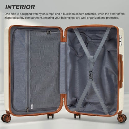 Supercase KSS2495 24-inch cream and brown suitcase – detail view 24