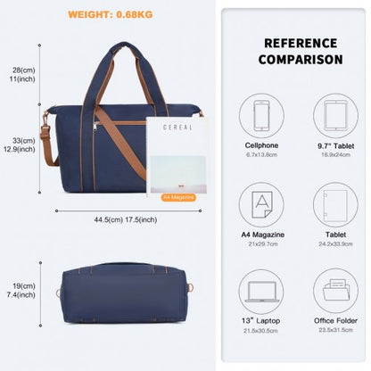 Kono TVK2420 navy and brown duffle bag – detail view 7