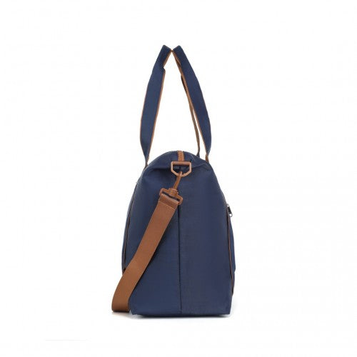 Kono TVK2420 navy and brown duffle bag – detail view 4