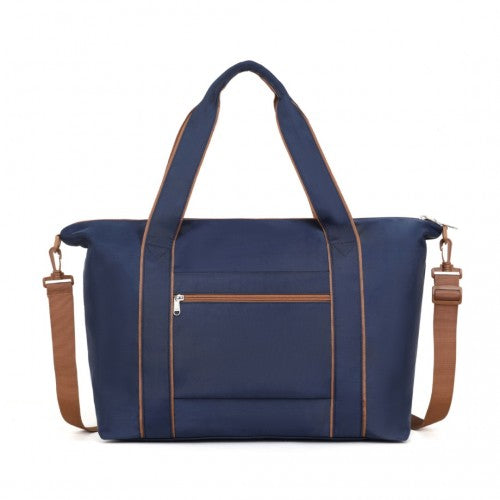 Kono TVK2420 navy and brown duffle bag – rear view