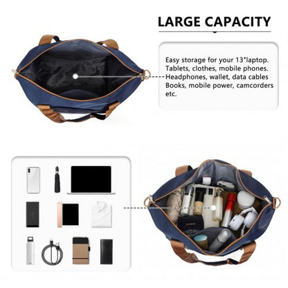 Kono TVK2420 navy and brown duffle bag – detail view 8