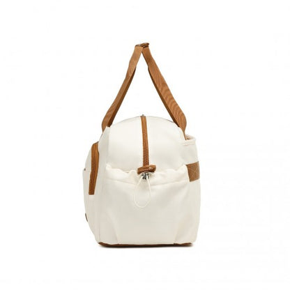 TVK2429 - Kono Versatile Multi-Compartment Travel Weekend Bag Two-Piece Set with Shoe Compartment and Cosmetic Pouch - Beige And Brown