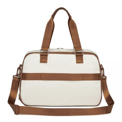 TVK2430 - Kono Multi-functional Travel Bag Large Tote Bag & Duffle Bag with Expandable Compartment and Wet/Dry Pocket - Beige And Brown