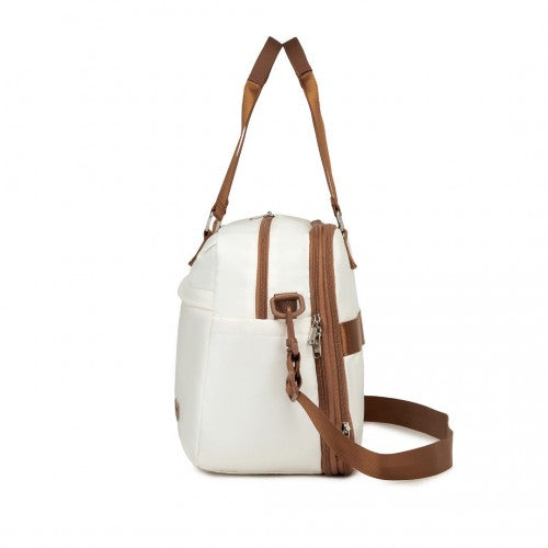 TVK2430 - Kono Multi-functional Travel Bag Large Tote Bag & Duffle Bag with Expandable Compartment and Wet/Dry Pocket - Beige And Brown