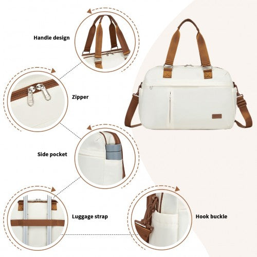 TVK2430 - Kono Multi-functional Travel Bag Large Tote Bag & Duffle Bag with Expandable Compartment and Wet/Dry Pocket - Beige And Brown