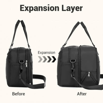 TVK2430 - Kono Multi-functional Travel Bag Large Tote Bag & Duffle Bag with Expandable Compartment and Wet/Dry Pocket - Black