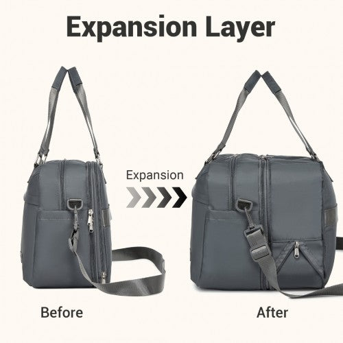 TVK2430 - Kono Multi-functional Travel Bag Large Tote Bag & Duffle Bag with Expandable Compartment and Wet/Dry Pocket - Grey
