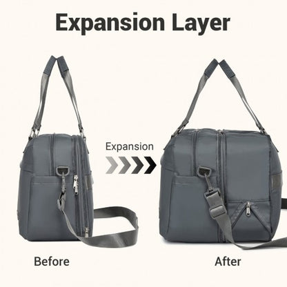 TVK2430 - Kono Multi-functional Travel Bag Large Tote Bag & Duffle Bag with Expandable Compartment and Wet/Dry Pocket - Grey