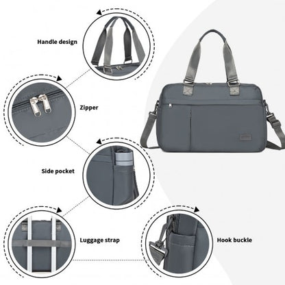 TVK2430 - Kono Multi-functional Travel Bag Large Tote Bag & Duffle Bag with Expandable Compartment and Wet/Dry Pocket - Grey