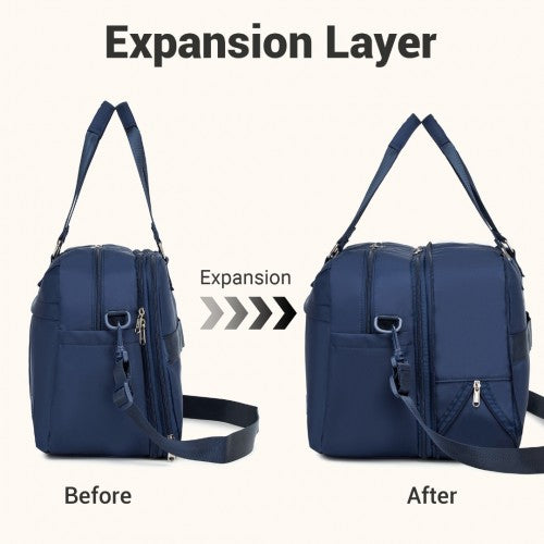 TVK2430 - Kono Multi-functional Travel Bag Large Tote Bag & Duffle Bag with Expandable Compartment and Wet/Dry Pocket - Navy